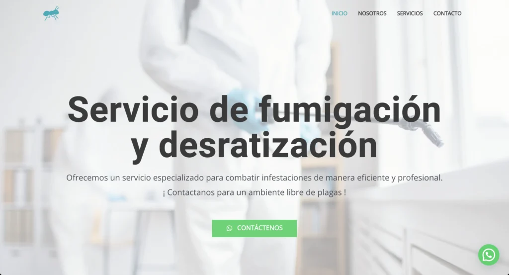 Página web para empresa de fumigaciones